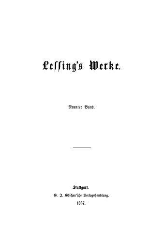 Lessing’s Werke: Band 9