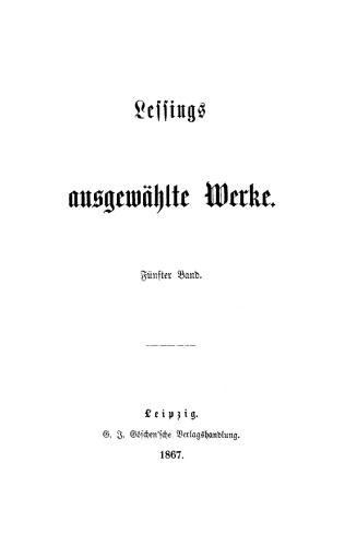 Lessing’s ausgewählte Werke: Band 5