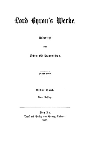 Lord Byron’s Werke: Band 1