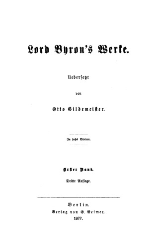 Lord Byron’s Werke: Band 1