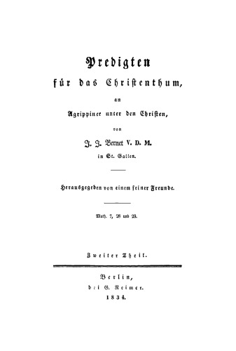 Predigten für das Christenthum, an Agrippiner unter den Christen: Teil 2