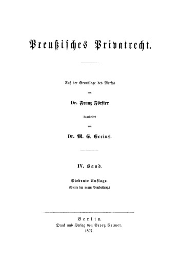 Preußisches Privatrecht: Band 4