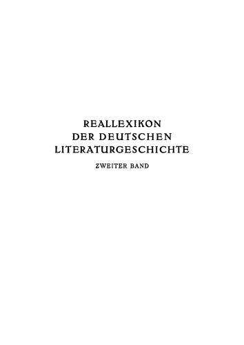 Reallexikon der deutschen Literaturgeschichte: Band 2 Jambus - Quatrain