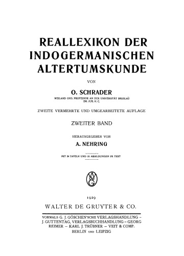 Reallexikon der indogermanischen Altertumskunde: Band 2 [L - Z]