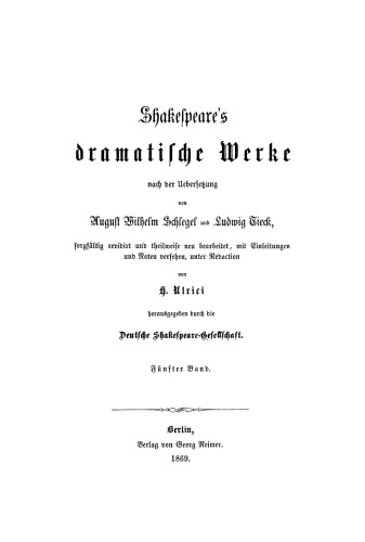 Shakespeare’s dramatische Werke: Band 5 Julius Cäsar. Was ihr wollt. Der Sturm