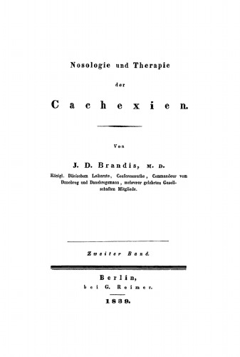 Nosologie und Therapie der Cachexien: Band 2