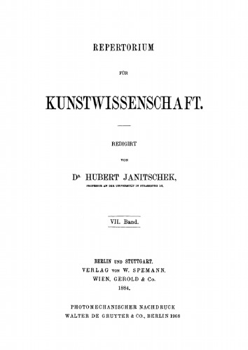 Repertorium für Kunstwissenschaft: Band 7