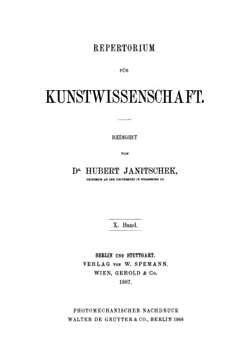 Repertorium für Kunstwissenschaft: Band 10