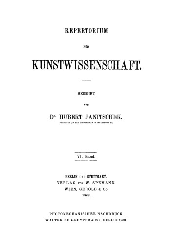 Repertorium für Kunstwissenschaft: Band 6