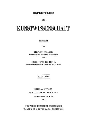 Repertorium für Kunstwissenschaft: Band 24