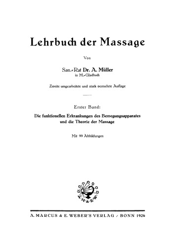Lehrbuch der Massage: Die funktionellen Erkrankungen des Bewegungsapparates und die Theorie der Massage