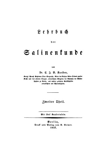 Lehrbuch der Salinenkunde: Teil 2
