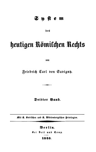 System des heutigen römischen Rechts: Band 3
