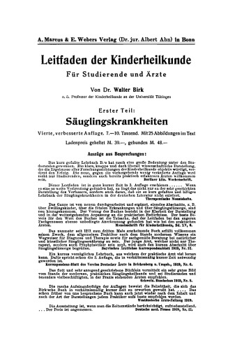 Leitfaden der Kinderheilkunde: Teil 2 Kinderkrankheiten