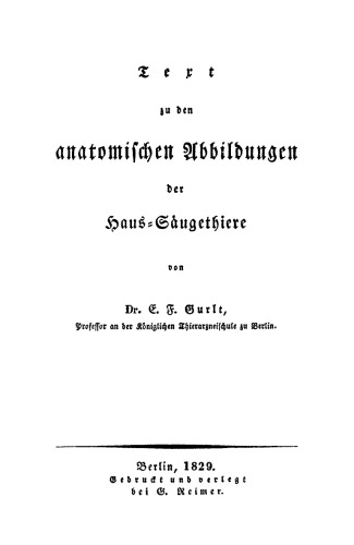 Text zu den anatomischen Abbildungen der Haussäugethiere, [1]