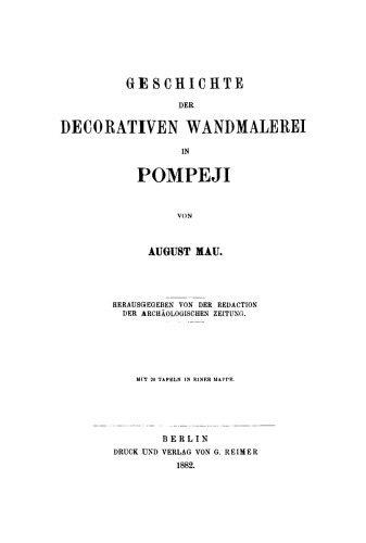 Geschichte der decorativen Wandmalerei in Pompeji: Text
