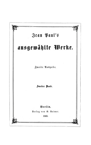 Jean Paul’s ausgewählte Werke: Band 2