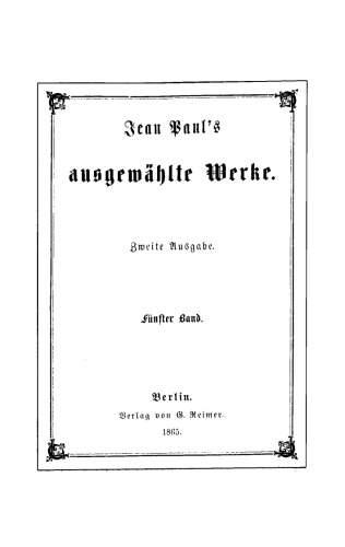 Jean Paul’s ausgewählte Werke: Band 5