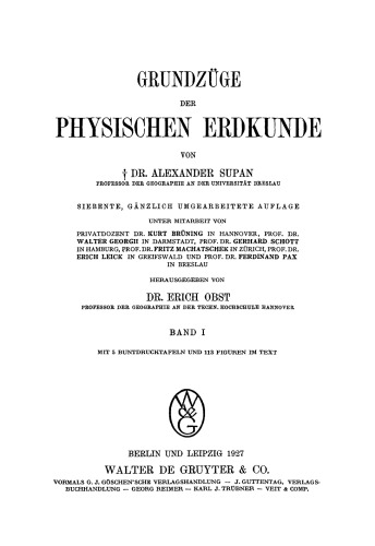 Grundzüge der physischen Erdkunde: Band 1