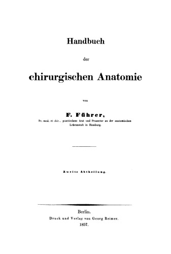 Handbuch der chirurgischen Anatomie: Band 2