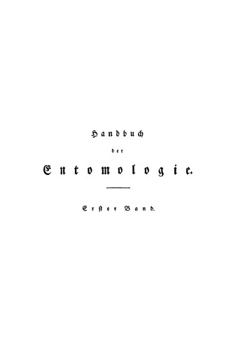 Handbuch der Entomologie: Band 1 Allgemeine Entomologie