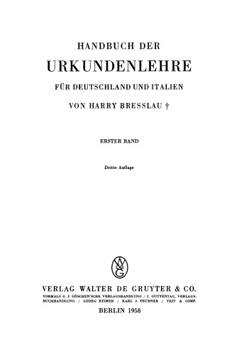 Handbuch der Urkundenlehre für Deutschland und Italien: Band 1