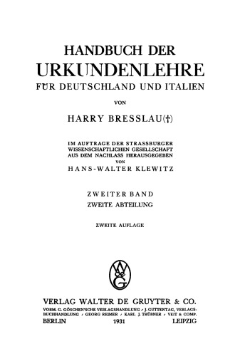 Handbuch der Urkundenlehre für Deutschland und Italien: Band 2, Teil 2
