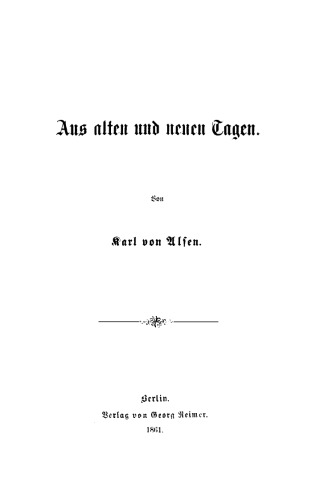 Aus alten und neuen Tagen