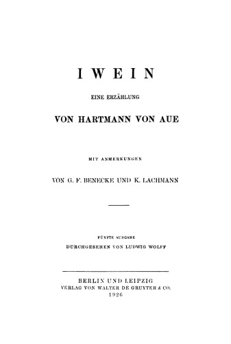 Iwein: Eine Erzählung