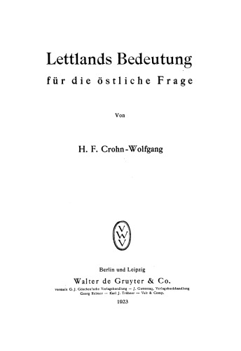 Lettlands Bedeutung für die östliche Frage