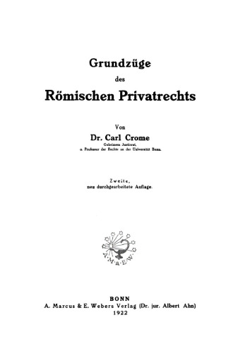 Grundzüge des römischen Privatrechts