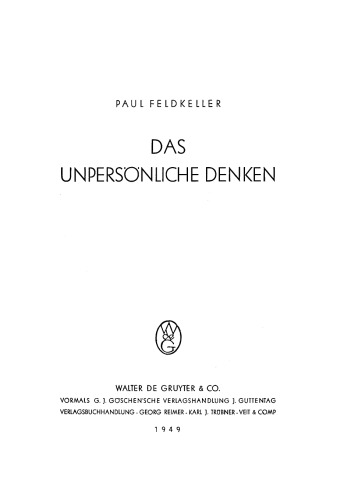 Das unpersönliche Denken