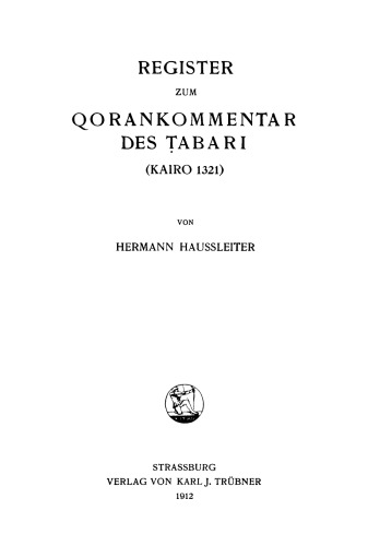 Register zum Qorankommentar des Tabari (Kairo 1321)