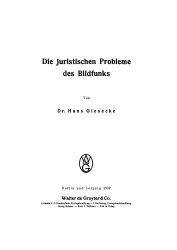 Die juristischen Probleme des Bildfunks