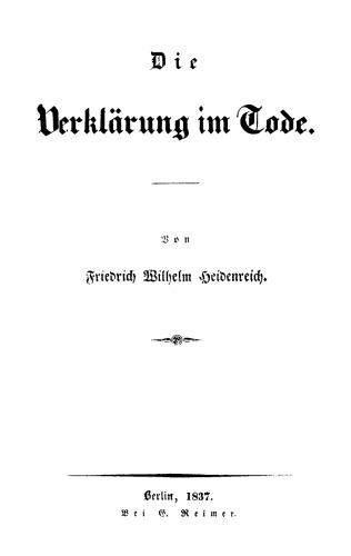 Die Verklärung im Tode