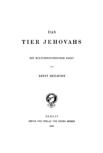 Das Tier Jehovas: Ein kulturhistorischer Essay