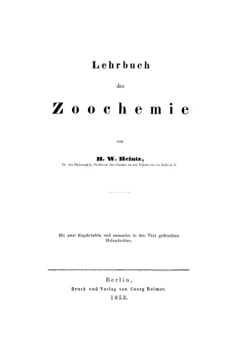 Lehrbuch der Zoochemie