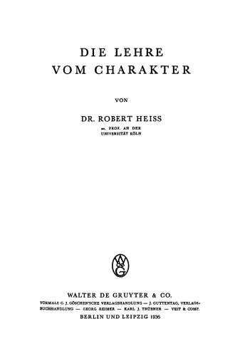 Die Lehre vom Charakter