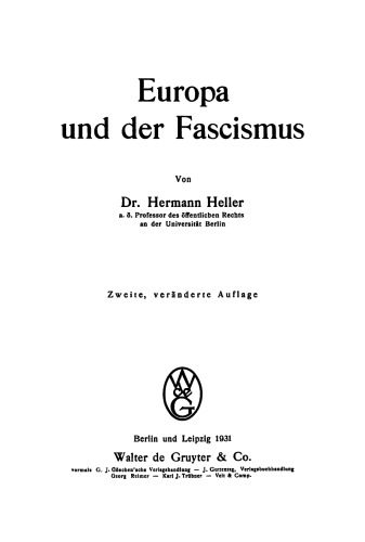 Europa und der Fascismus