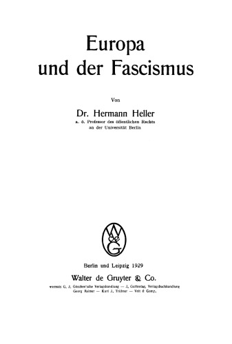 Europa und der Fascismus