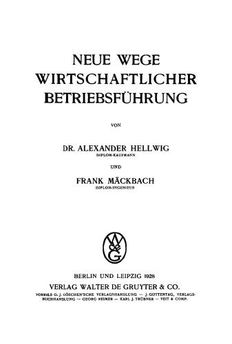 Neue Wege wirtschaftlicher Betriebsführung
