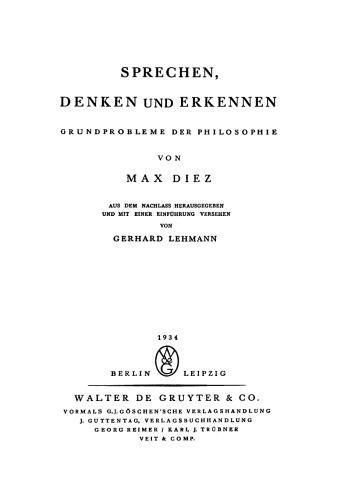 Sprechen, Denken und Erkennen: Grundprobleme der Philosophie