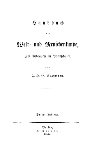 Handbuch der Welt- und Menschenkunde, zum Gebrauche in Volksschulen