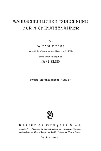 Wahrscheinlichkeitsrechnung für Nichtmathematiker