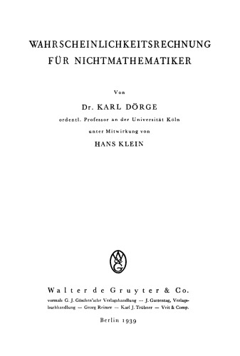 Wahrscheinlichkeitsrechnung für Nichtmathematiker
