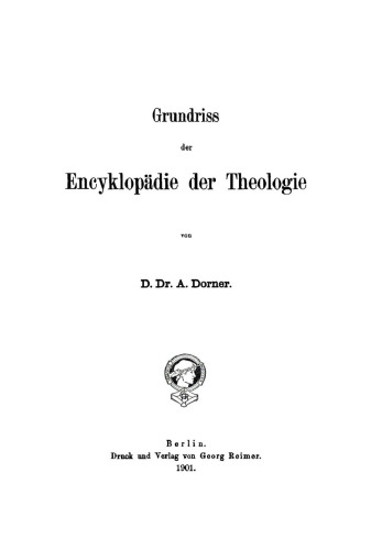 Grundriss der Encyklopädie der Theologie