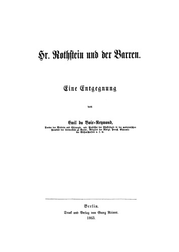 Herr Rothstein und der Barren: Eine Entgegnung