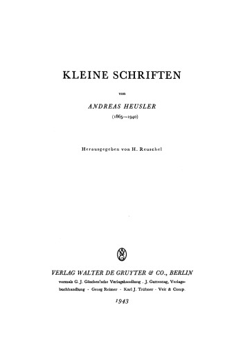 Kleine Schriften