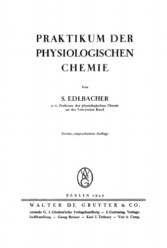Praktikum der physiologischen Chemie
