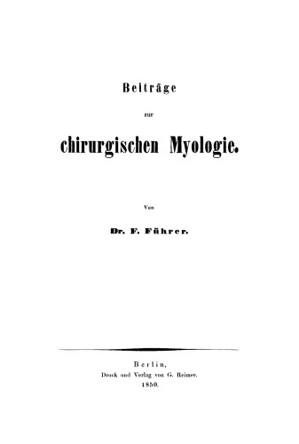 Beiträge zur chirurgischen Myologie